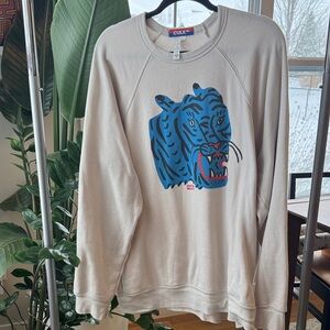 Blue Tiger Crewneck Cream Sweatshirt by Culk